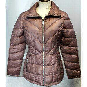 Kenneth Cole Purple Lavender Puffer Jacket Womens Small Zipper Pockets Polyester
